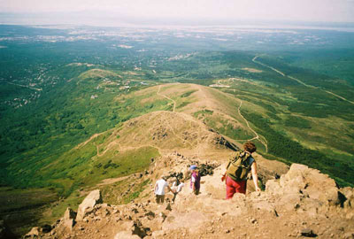 Flattop Mountain view of Anchorage toward Cook Inlet.