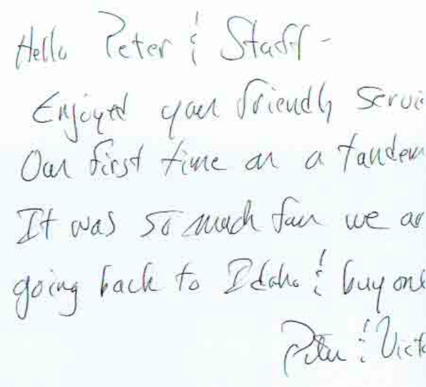 2009 Testimonials for Downtown Bicycle Rentals