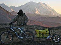 This renter rented a GT and a BOB and rode them deep into Denali National Park in late September. He had such a great time he emailed this picture with Denali in the background.