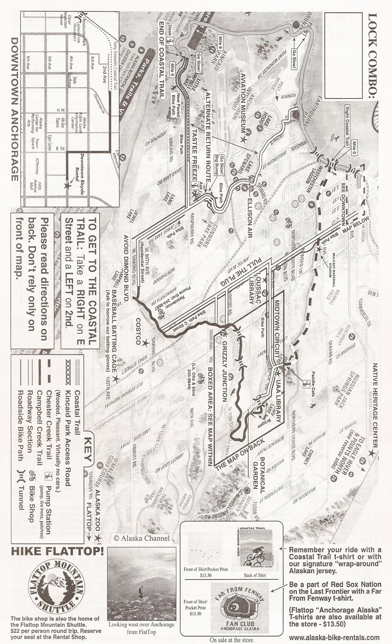 Downtown Bicycle Rentals Anchorage Map